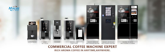 Mesin penjual kopi komersial dengan layar sentuh