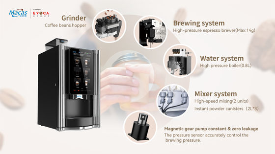 Beli 220V Mesin Jual Kopi Otomatis 2000W dengan layar sentuh 15,6 inci pembuatan online