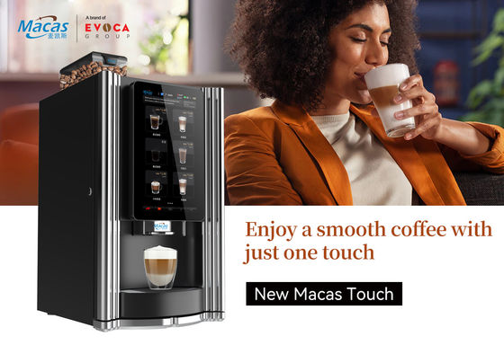 MACAS layar sentuh 15,6 inci mesin penjual espresso otomatis 220V 50Hz