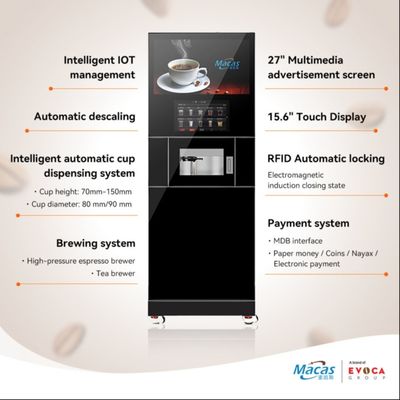 300pcs Cup 80mm/90mm Mesin Jual Kopi Smart Bean Dengan Bean Grinder